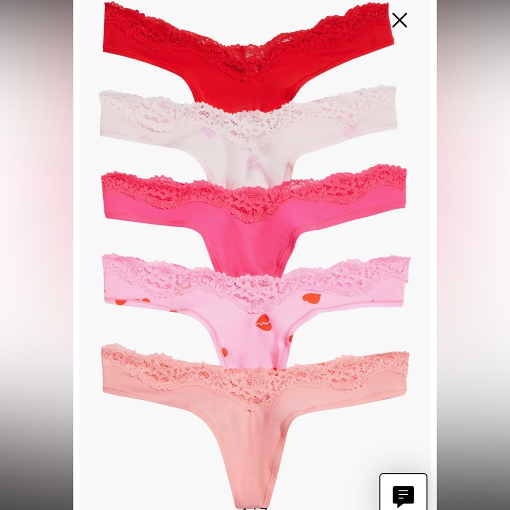 SKIMS 5-Pack Fits Everybody Lace Dipped Thong